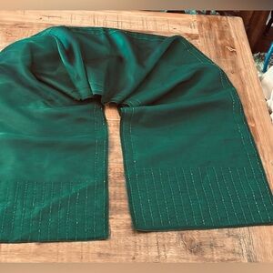 Green Beaded Sheer Table Runner. 13x72. Elegant | Classic | Chiffon | Minimalist